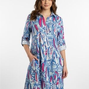 Lilly Pulitzer Sanibel Tunic Dress Red Right Return Print Lightweight Cotton L